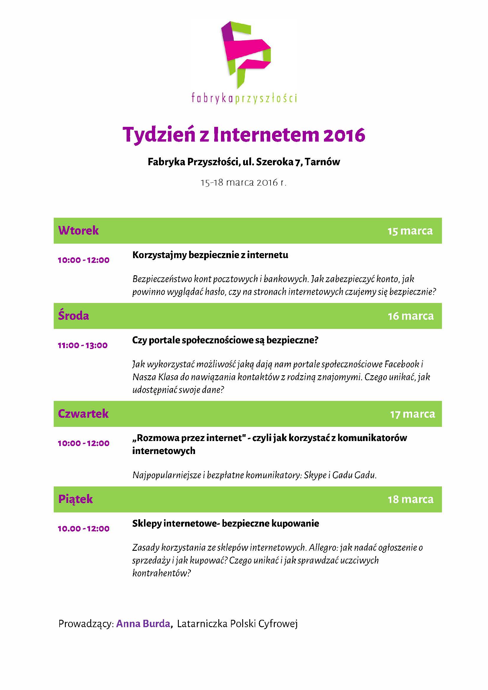 Tydzień z Internetem 2016 w Fabryce Przyszłości